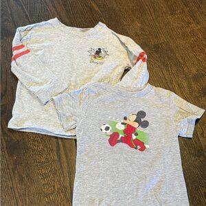 Disney Kids Gray Long Sleeve Tees with Mickey Mouse